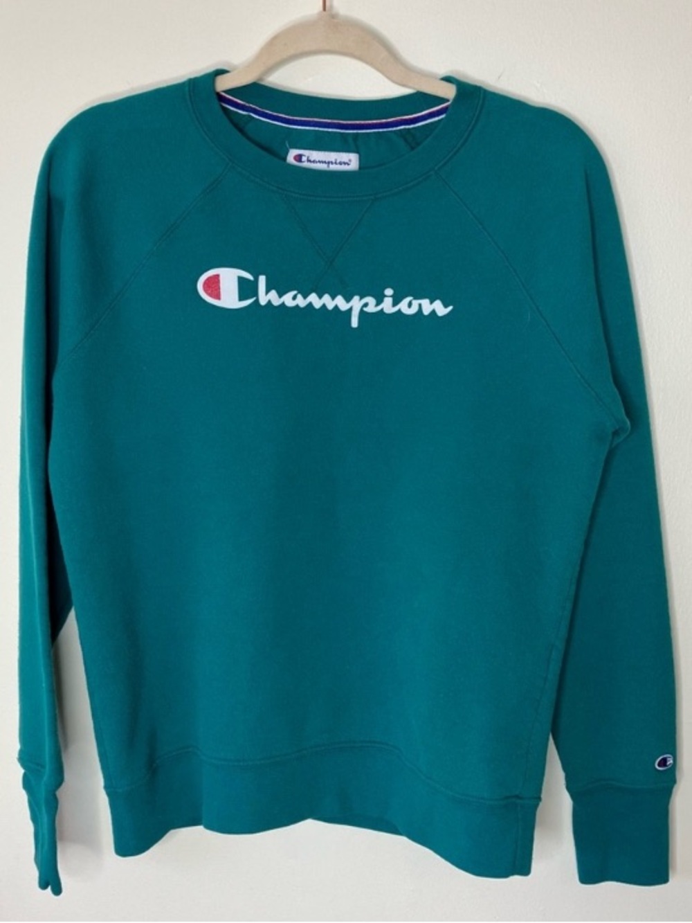 Vintage Champion teal sweatshirt M